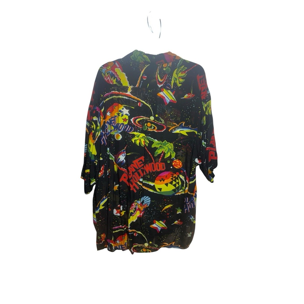 Vintage 90s Planet Hollywood Hawaiian Shirt Mens XL All Over Print Button Up AOP